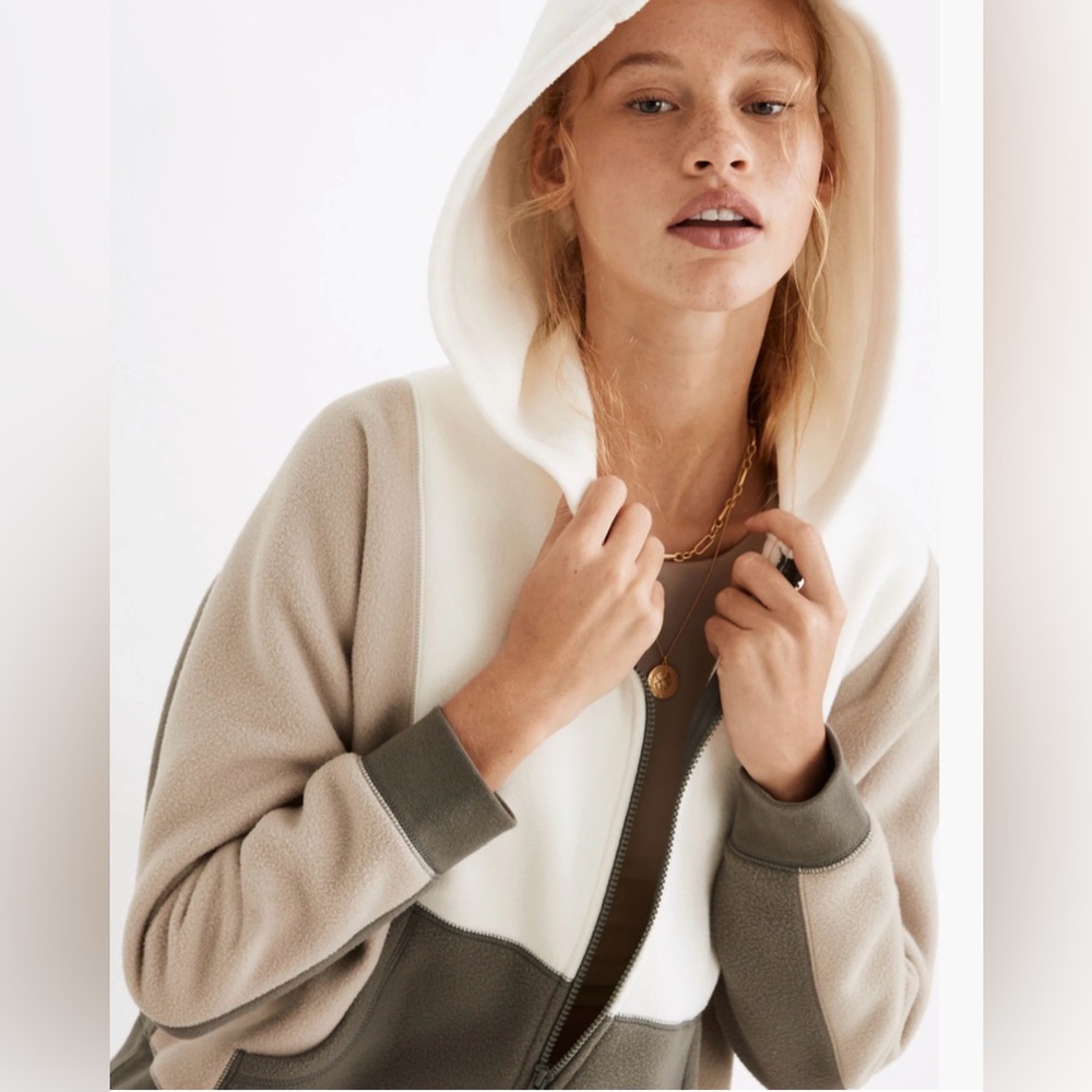 Madewell MWL Betterfleece Colorblock Zip Hoodie Sweatshirt Size Medium
